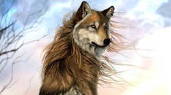  Процесс рисования картины «Волк: Ветреный день»